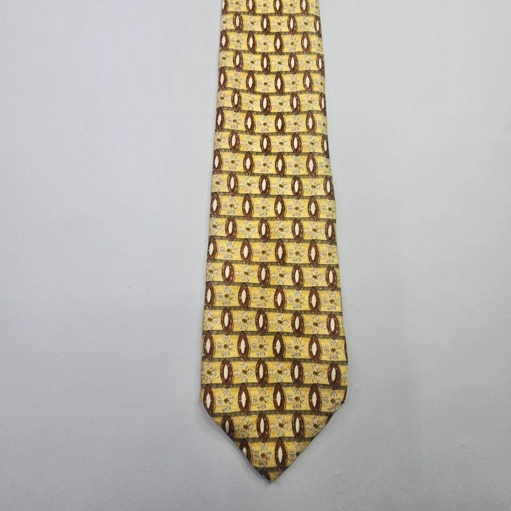 Robert Talbott Studio Tie Men's Standard Yellow Floral Geometric Silk Acetate US